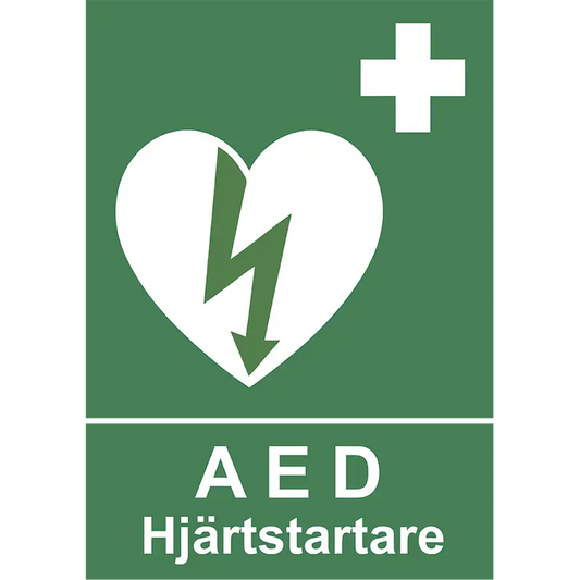 Skylt Hjärtstartare A4, dubbelsidig plast